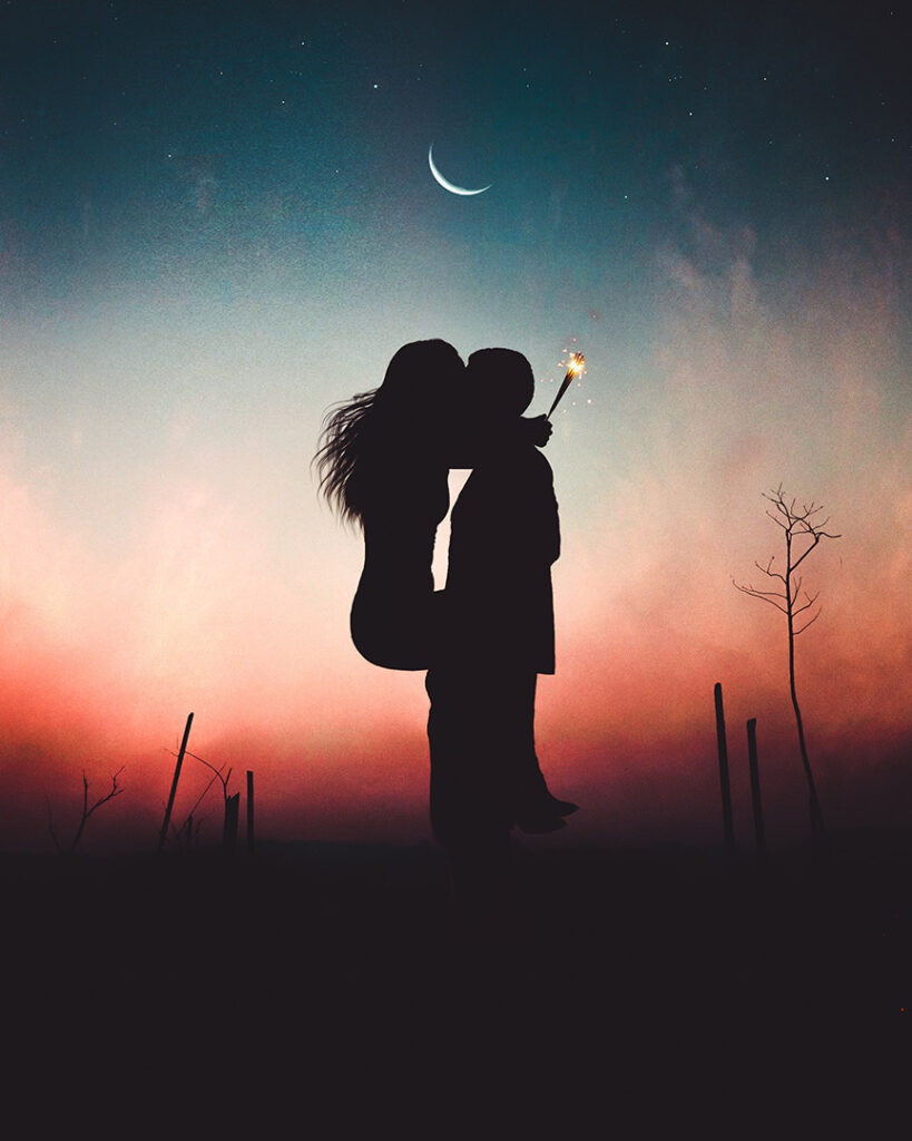 Couple s'embrassant